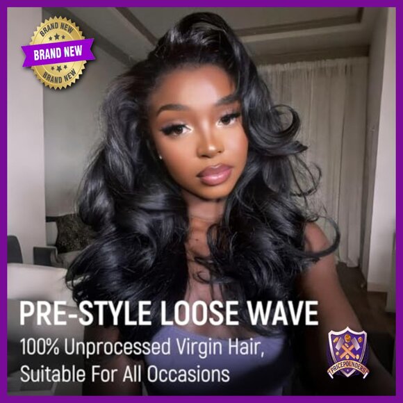 16in Human Hair Glueless Wig Loose Body Wave 200% Density Pre Plucked main image 4